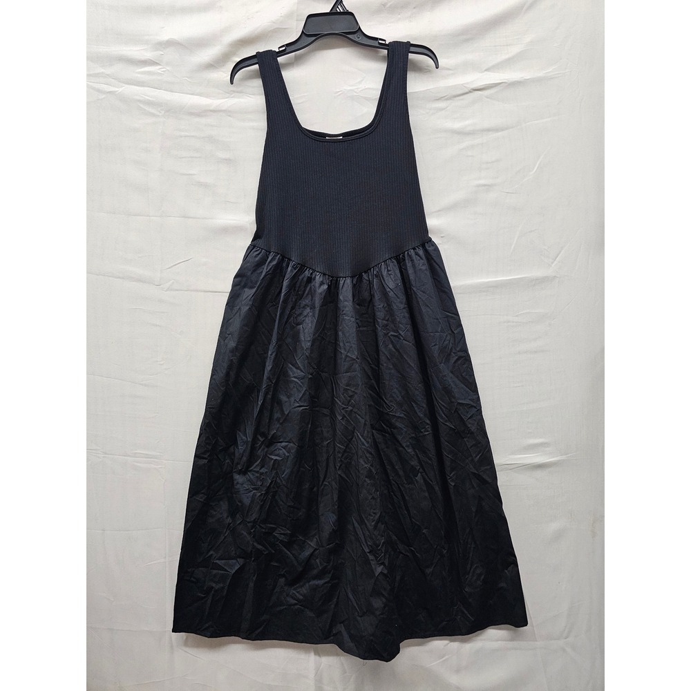 A New Day Womens Sleeveless Drop Waist Midi Dress Black Cotton Blend Size Medium